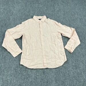 Banana Republic Shirt Mens Medium Pink Linen Long Sleeve Button Front Modern Tag